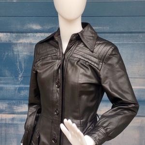 Hand Tailored Ladies Specialty Costume Luxury Long Leather Coat